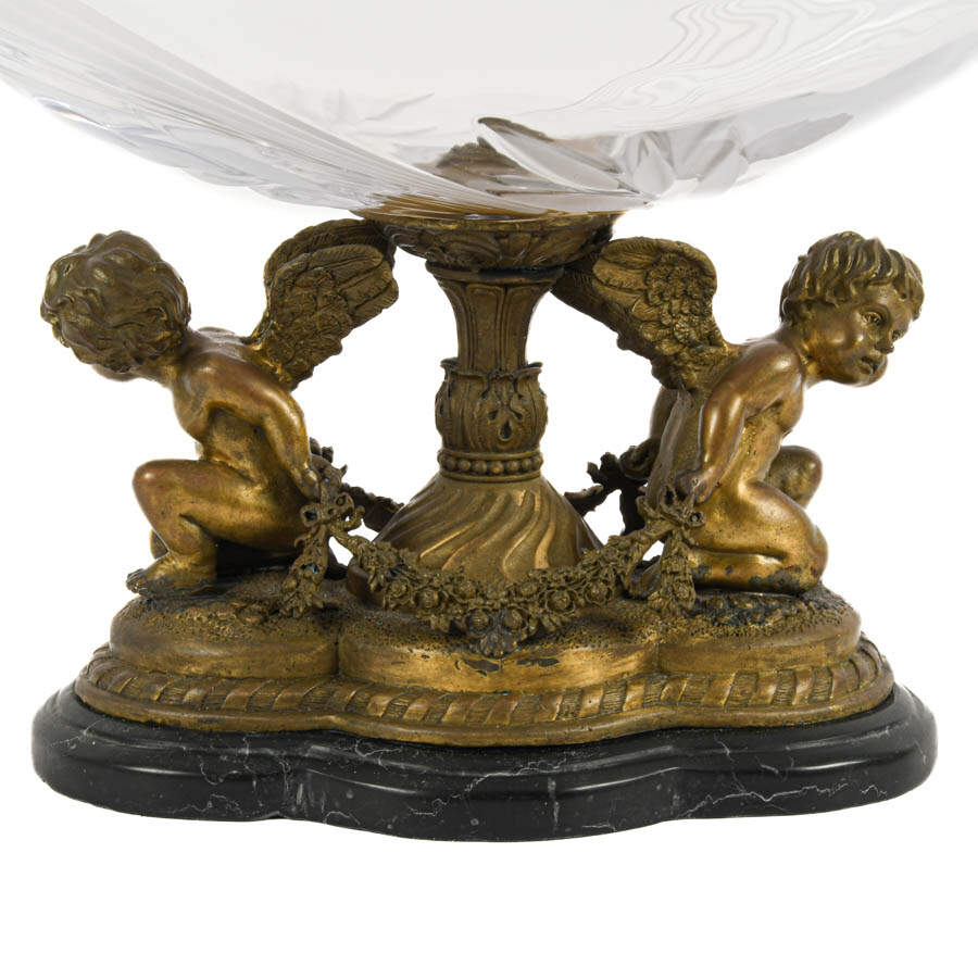 Bronze and Crystal Figural Putti Centerpiece-3