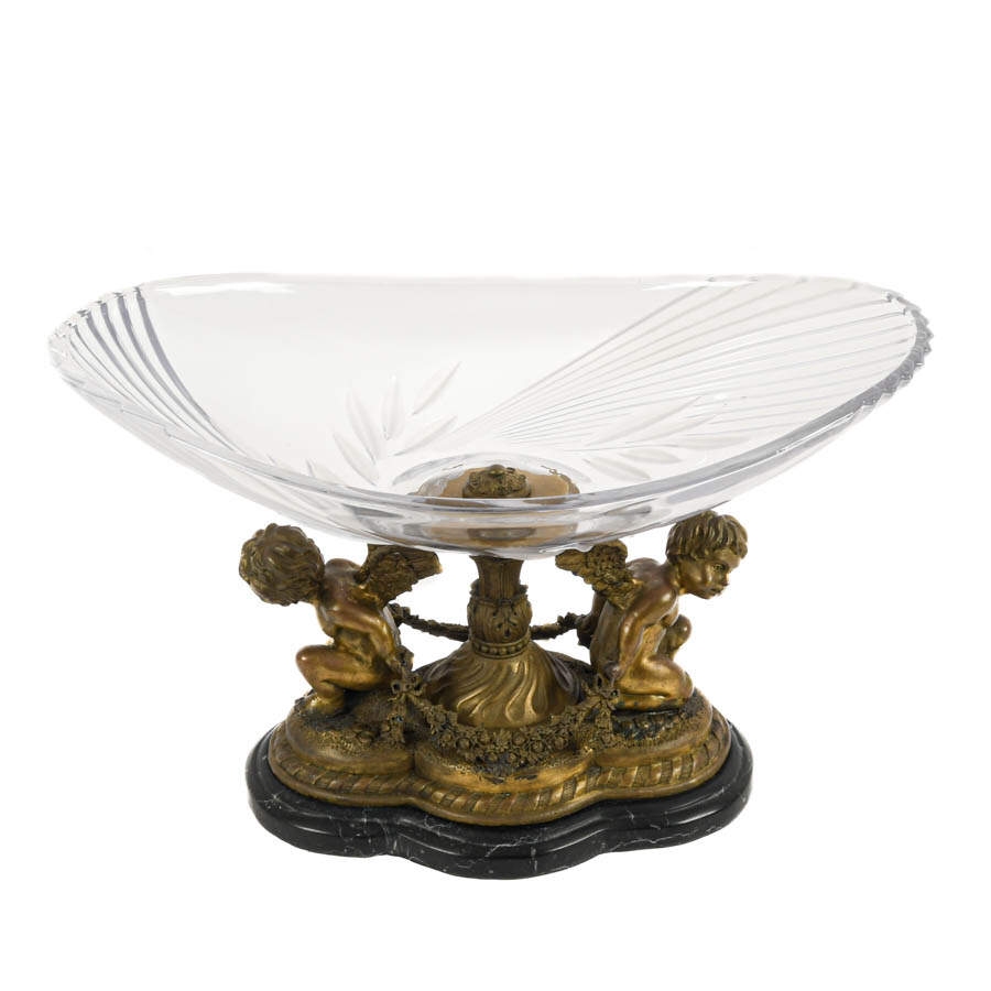 Bronze and Crystal Figural Putti Centerpiece-2