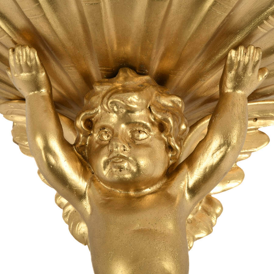 Antique Italian Carved and Gilt Wood Figural Cherub Shelf-2