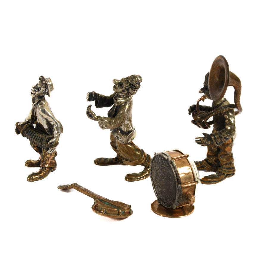 Group of Silver and Brass Musical Clown Band Figures-2