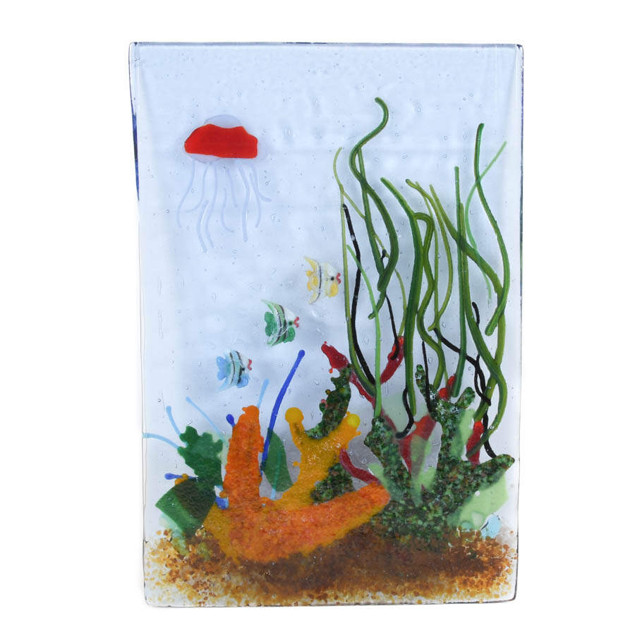 Sea Life Fused Art Glass Panel Sculpture-6