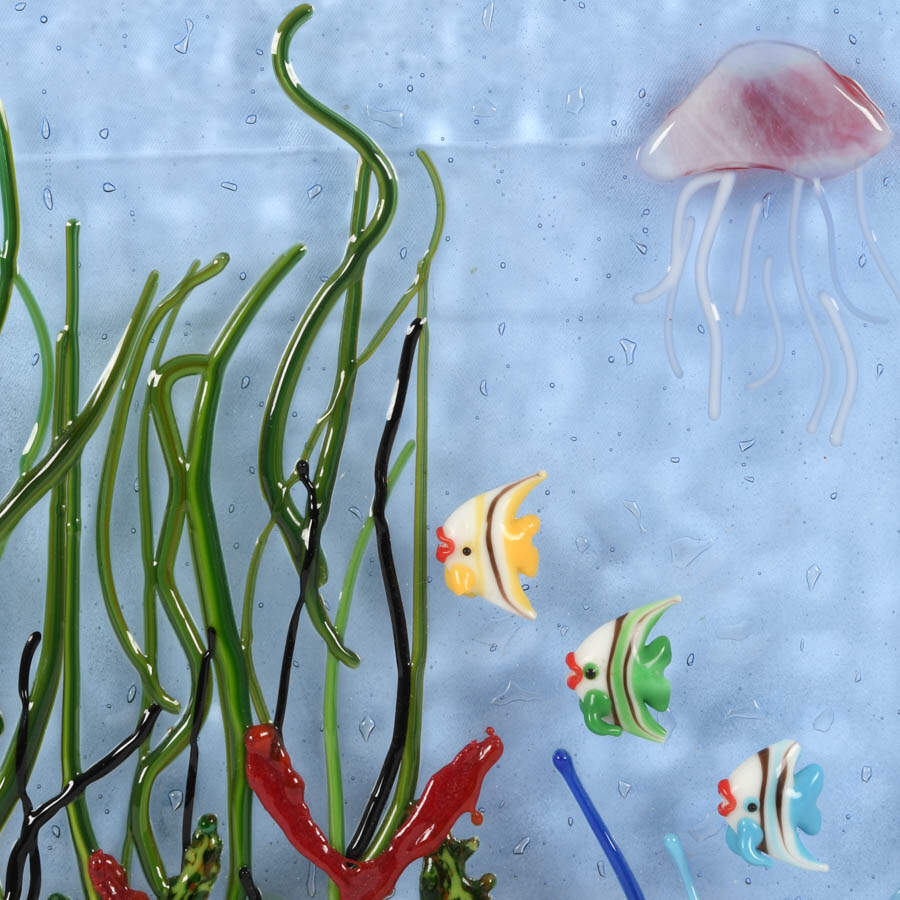 Sea Life Fused Art Glass Panel Sculpture-3