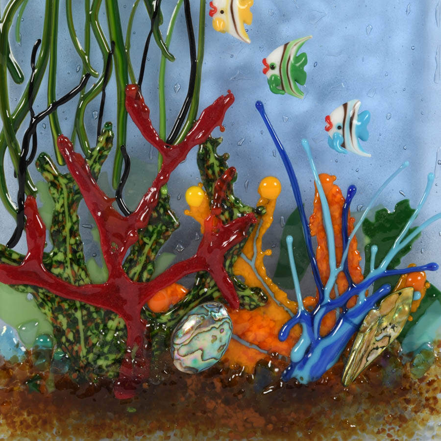 Sea Life Fused Art Glass Panel Sculpture-2