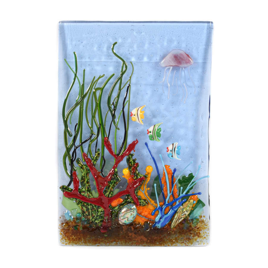 Sea Life Fused Art Glass Panel Sculpture-1