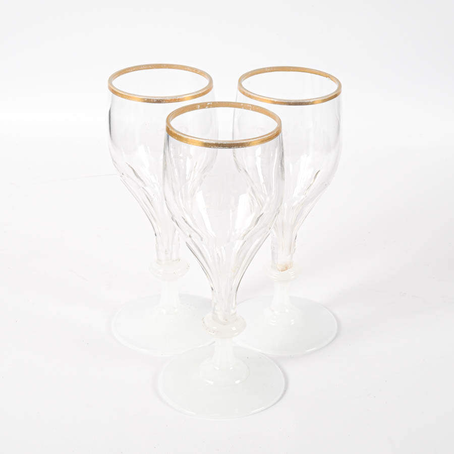 Set of Six Victorian Crystal Monogrammed Wine Glasses-5