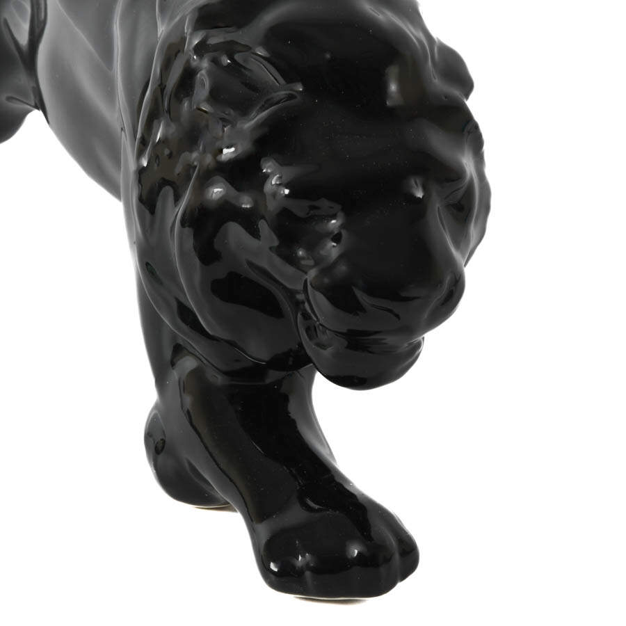 Mid-Century Modern Black Porcelain Lion Sculpture Attributed to McCoy-5
