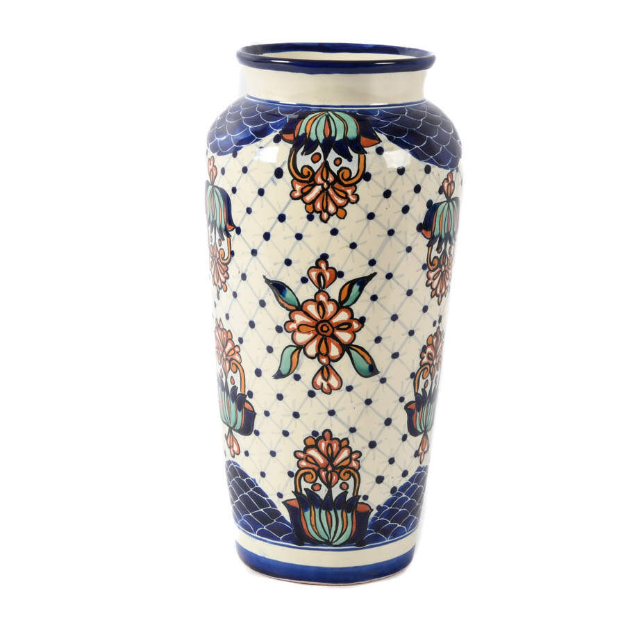 Talavera-Style Mexican Pottery Vase-2