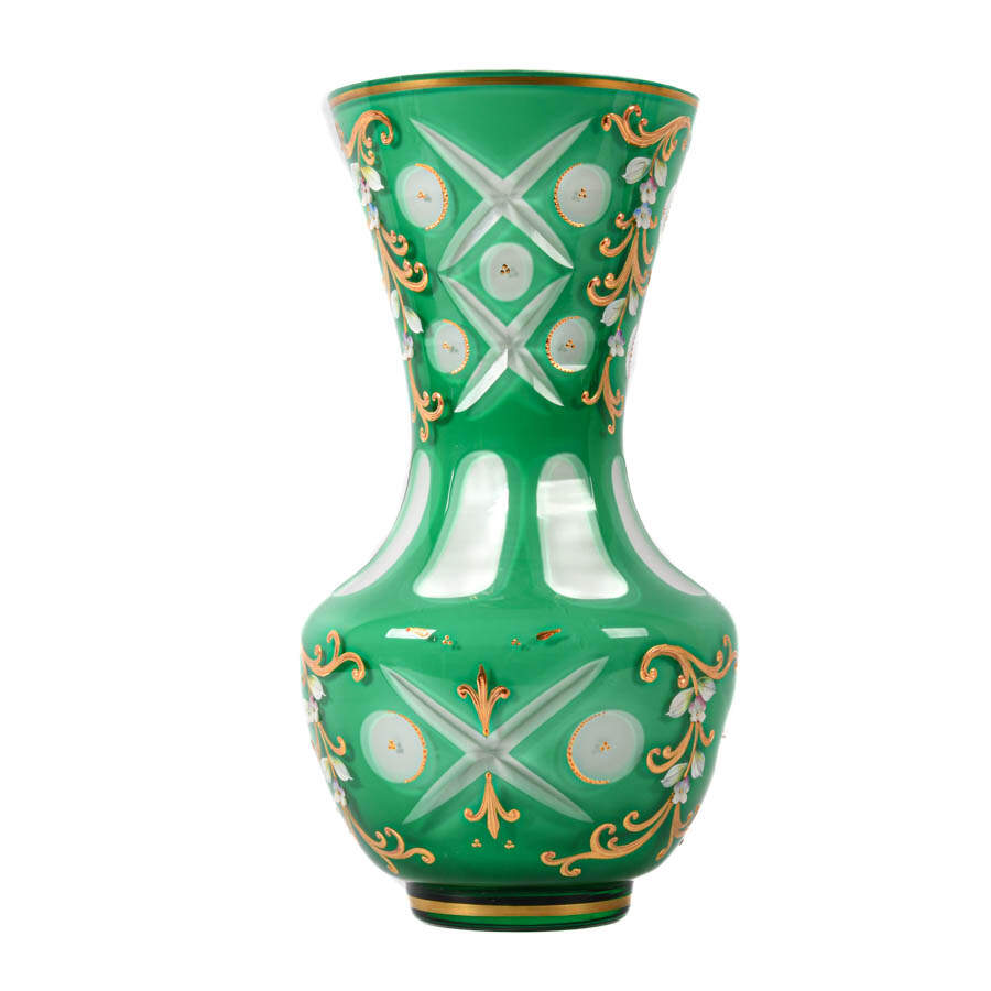 Antique Bohemian Enamel Painted Vase-4
