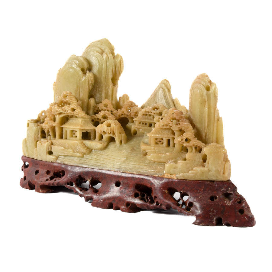 Chinese Carved Soapstone Landscape Sculpture-4