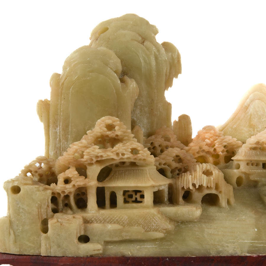 Chinese Carved Soapstone Landscape Sculpture-2