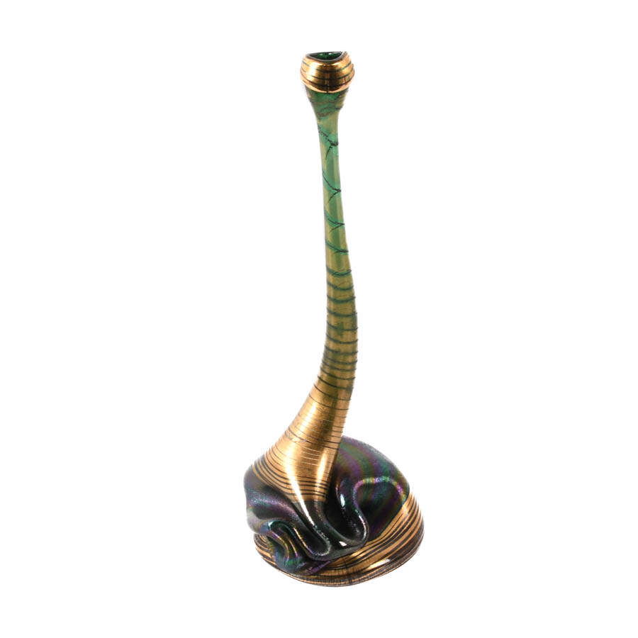 Vera Walther Iridescent Abstract Art Glass Vase-4