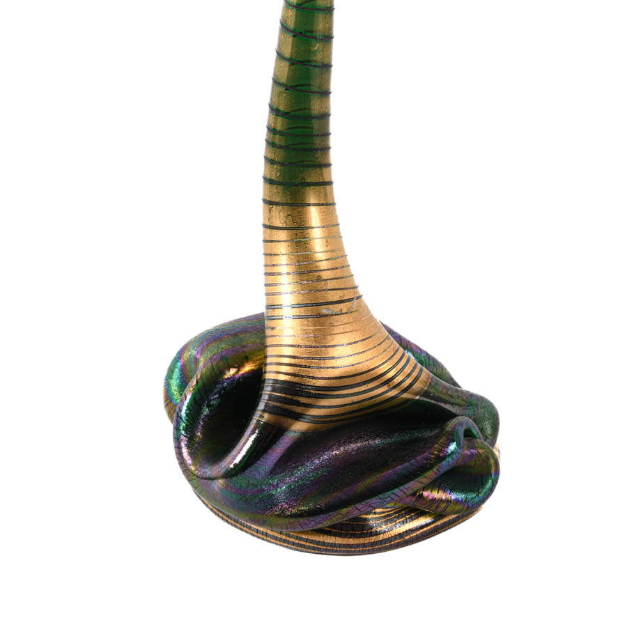 Vera Walther Iridescent Abstract Art Glass Vase-3