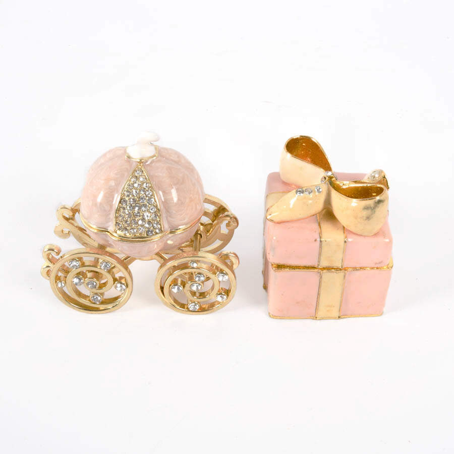 Grouping of Four Figural Jeweled Boxes: Carriage, Shoe, Tea Pot, and Box-3