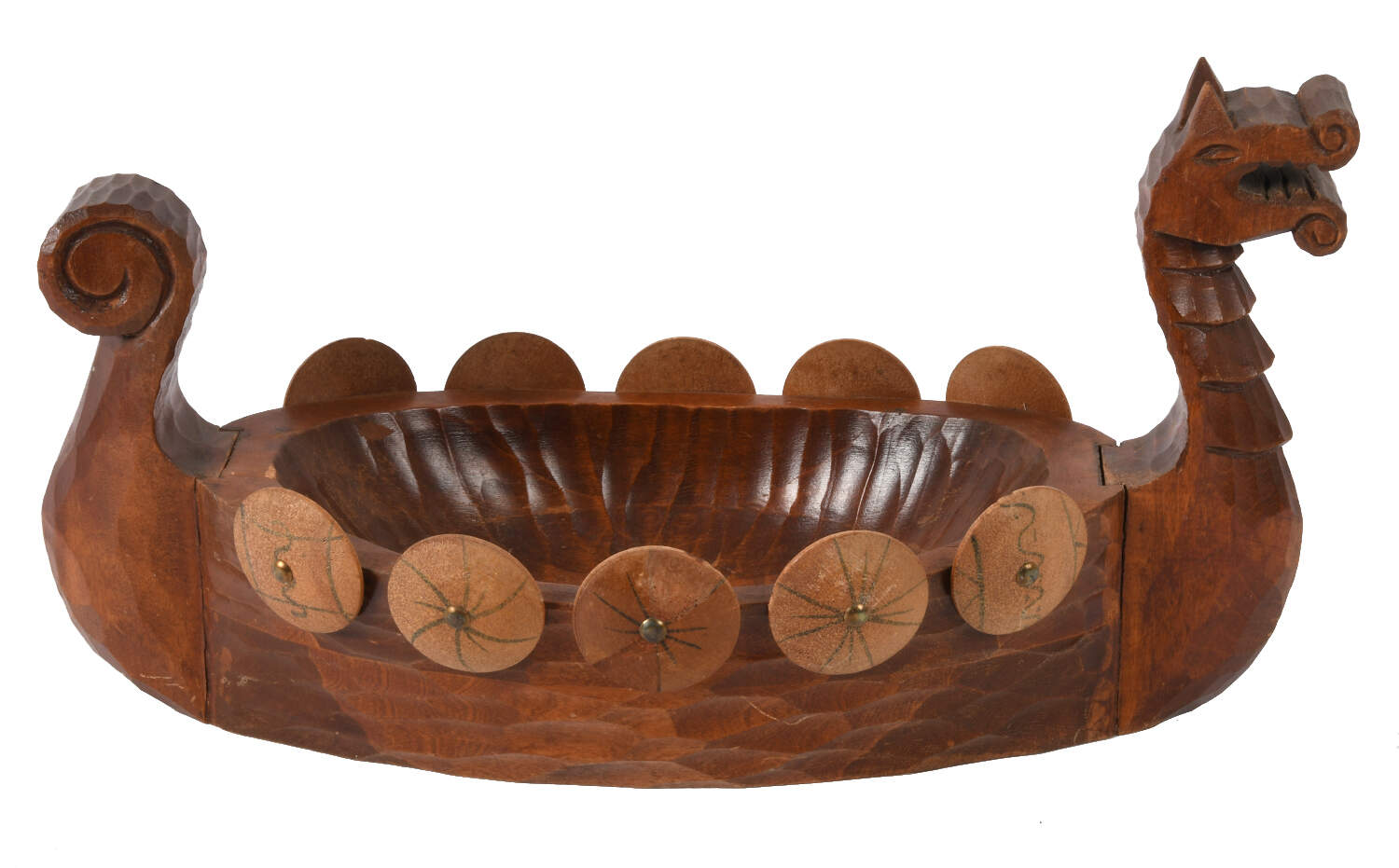 Swedish Hand-Carved Wood Viking Sail Ship-1