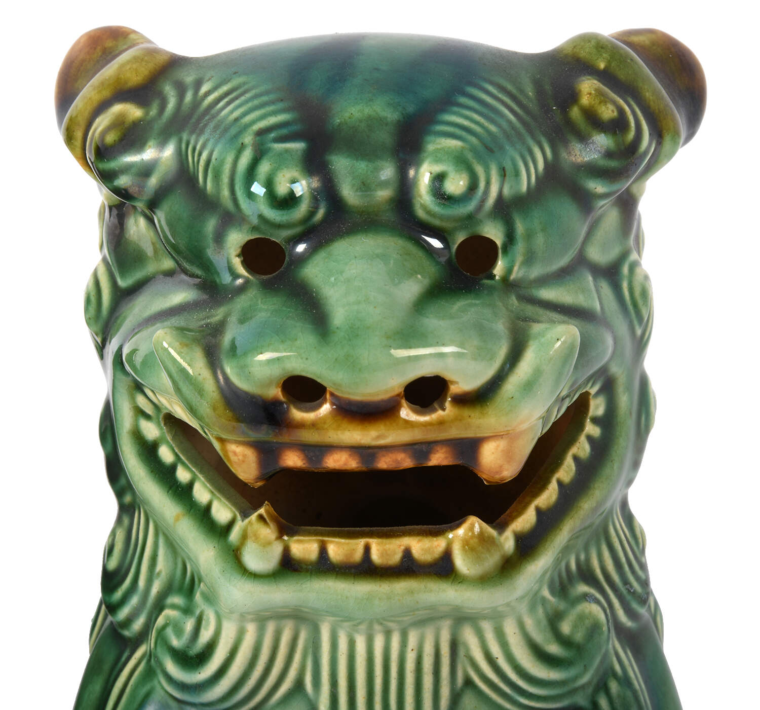 Pair of Porcelain Chinese Imperial Lions Bookends-5