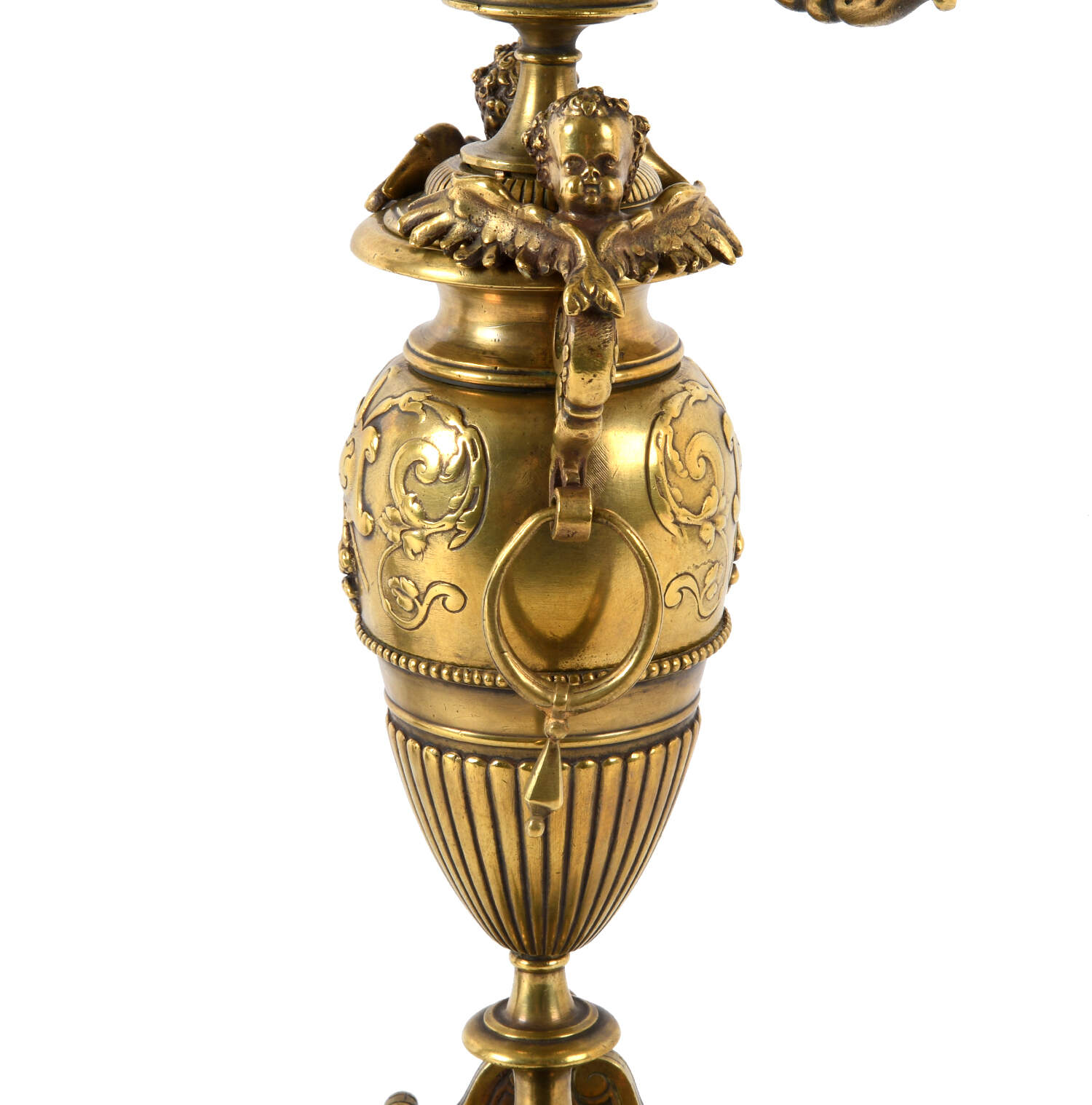 Antique Pair of French Doré Bronze Candleholders-7