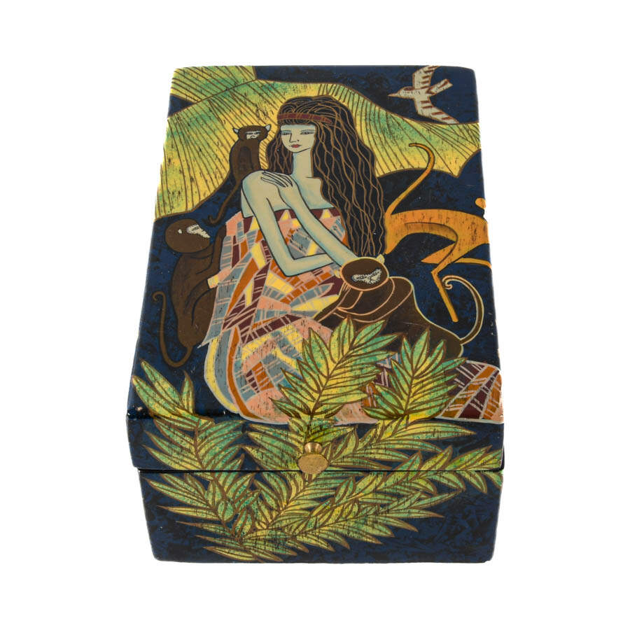 Decorated Lacquerware Lift-Top Box-1