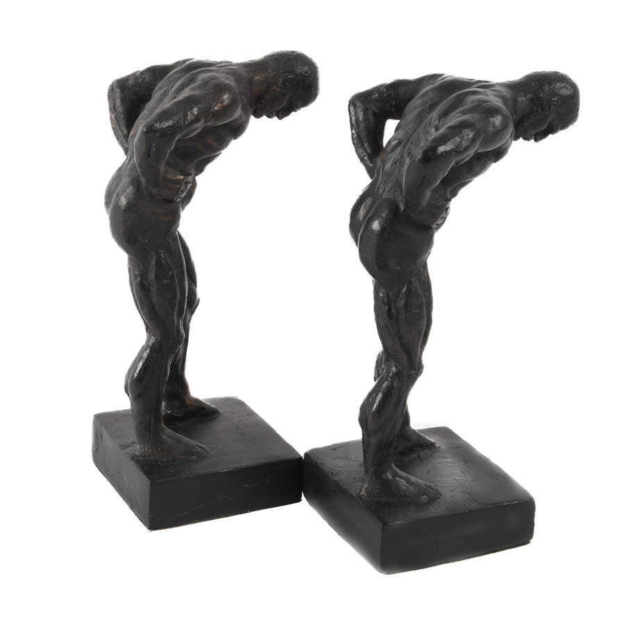 Cast Iron Male Nude Bookends-5