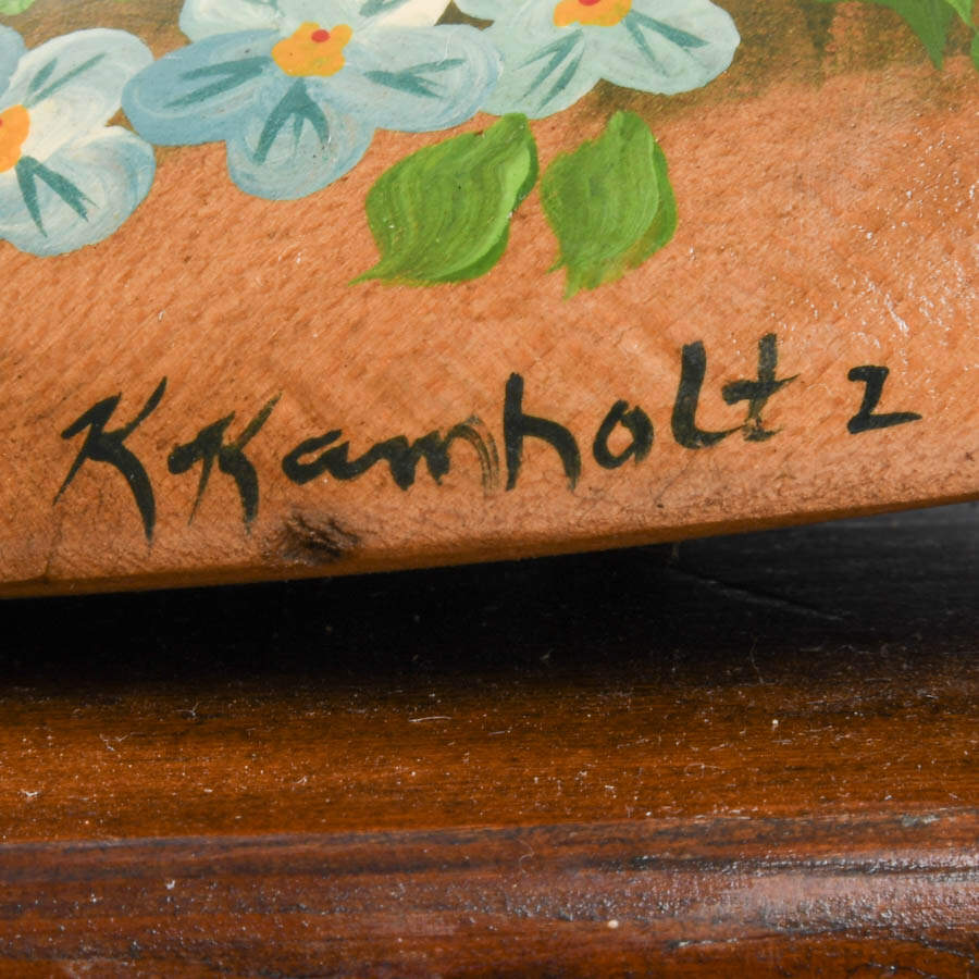 Signed K. Kamholtz Wooden Shoe Mold Bookends-7