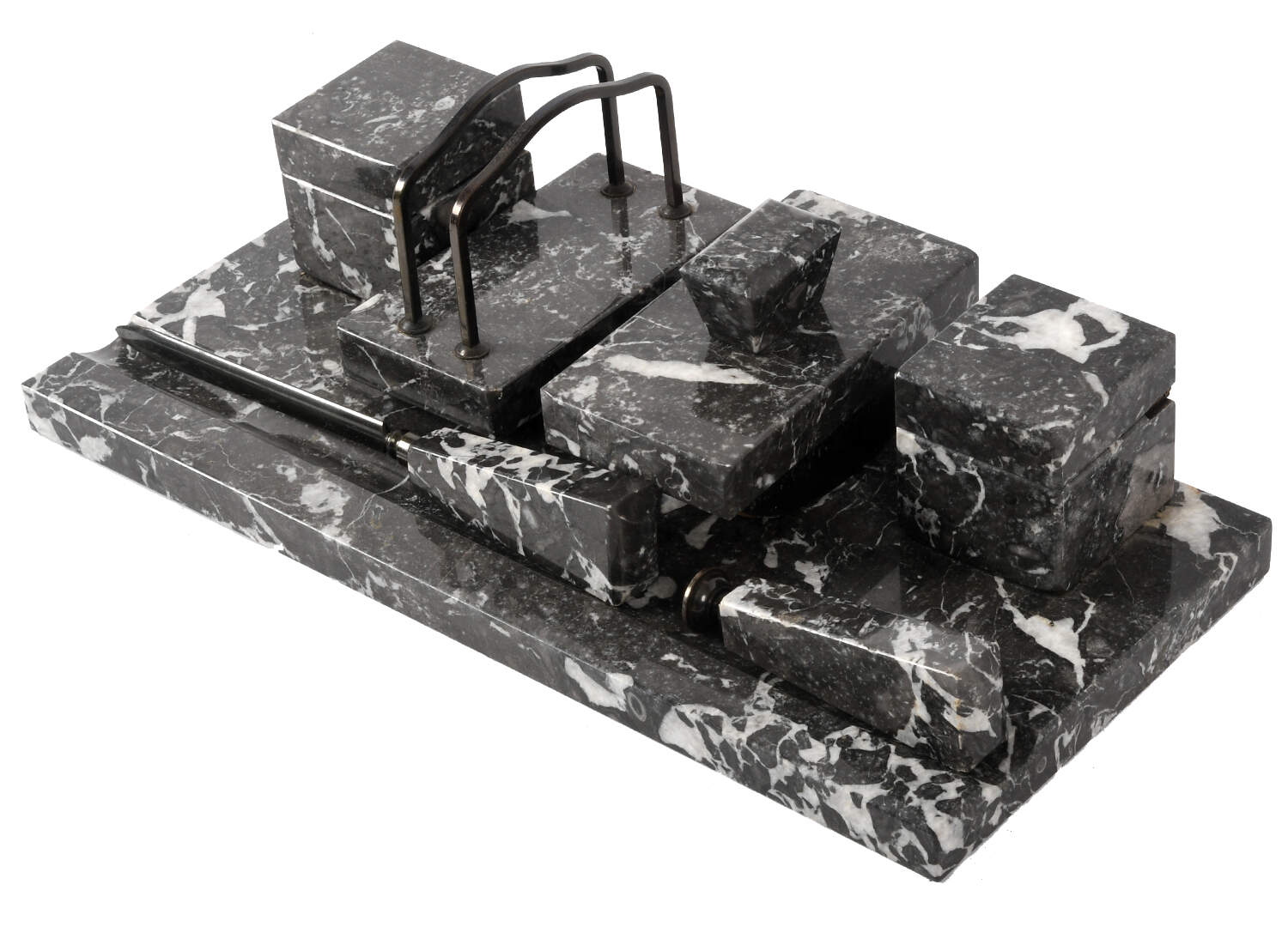 Art Deco Multipurpose Marble Desk Set-3