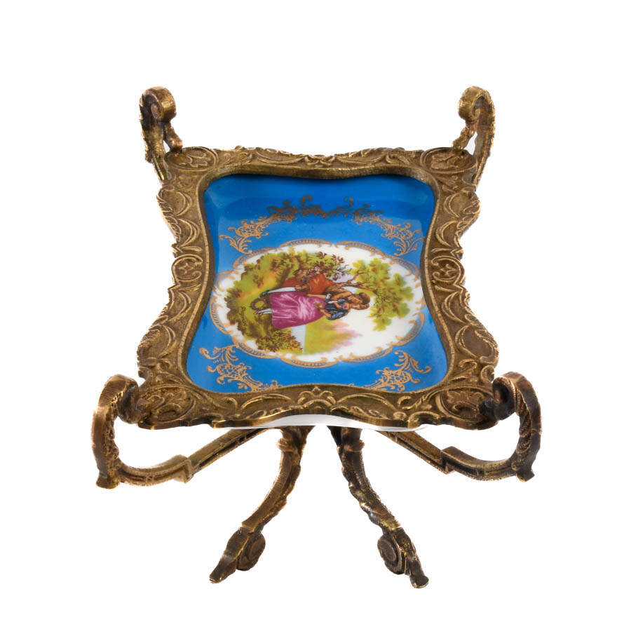 French Porcelain and Ormolu Sèvres-Style Trinket Dish-5