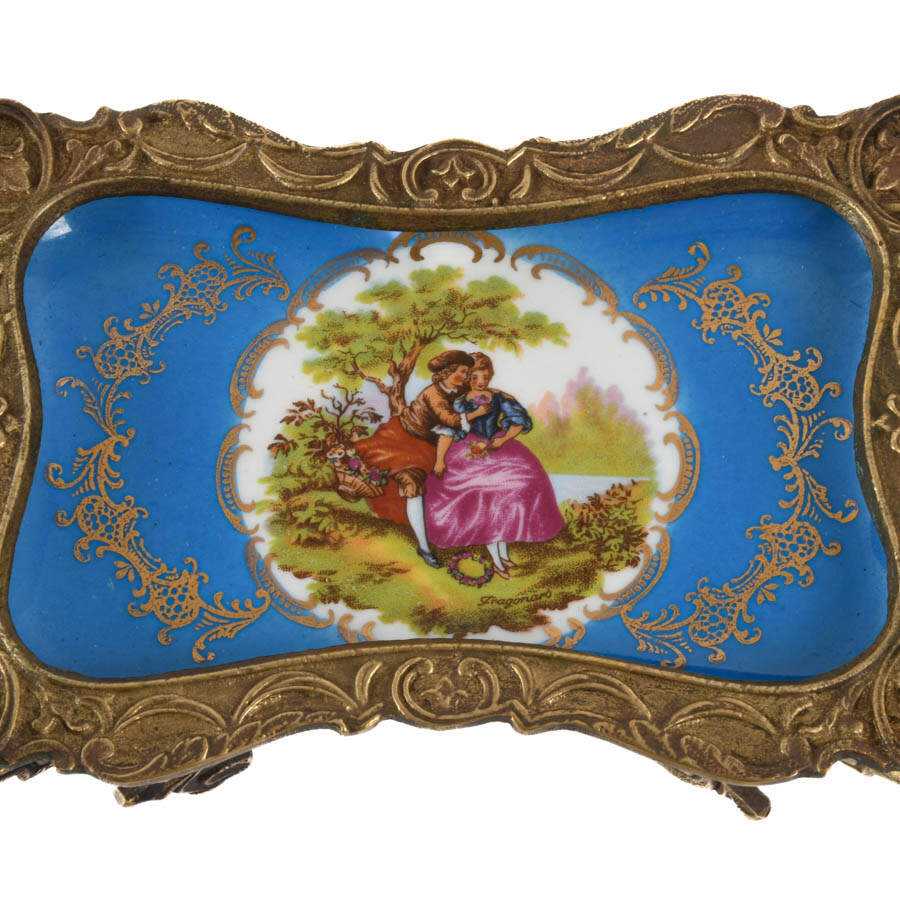 French Porcelain and Ormolu Sèvres-Style Trinket Dish-3