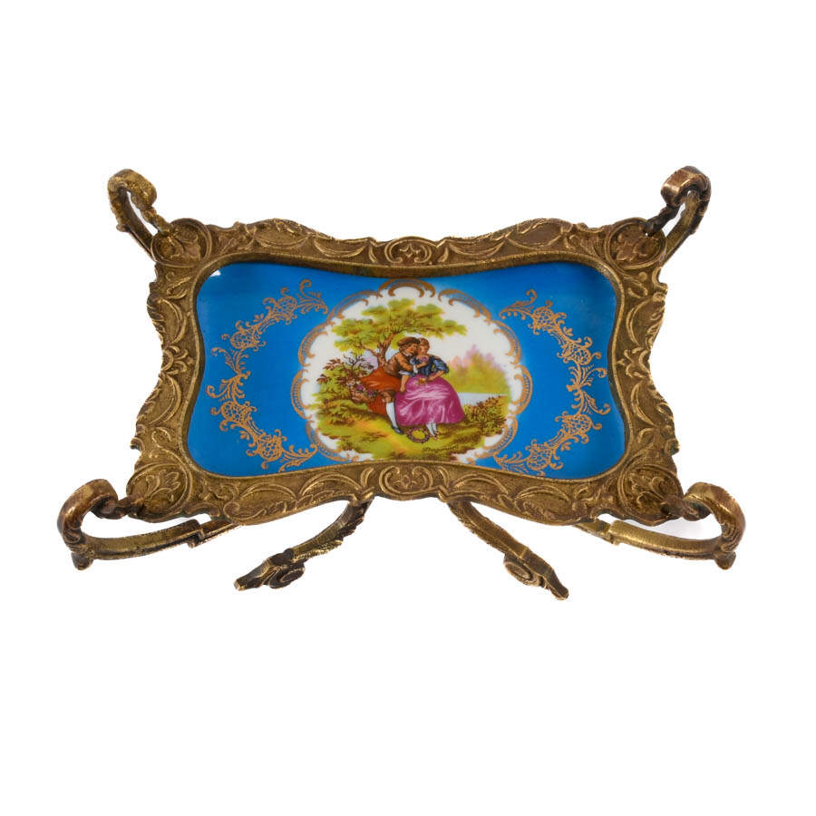 French Porcelain and Ormolu Sèvres-Style Trinket Dish-2