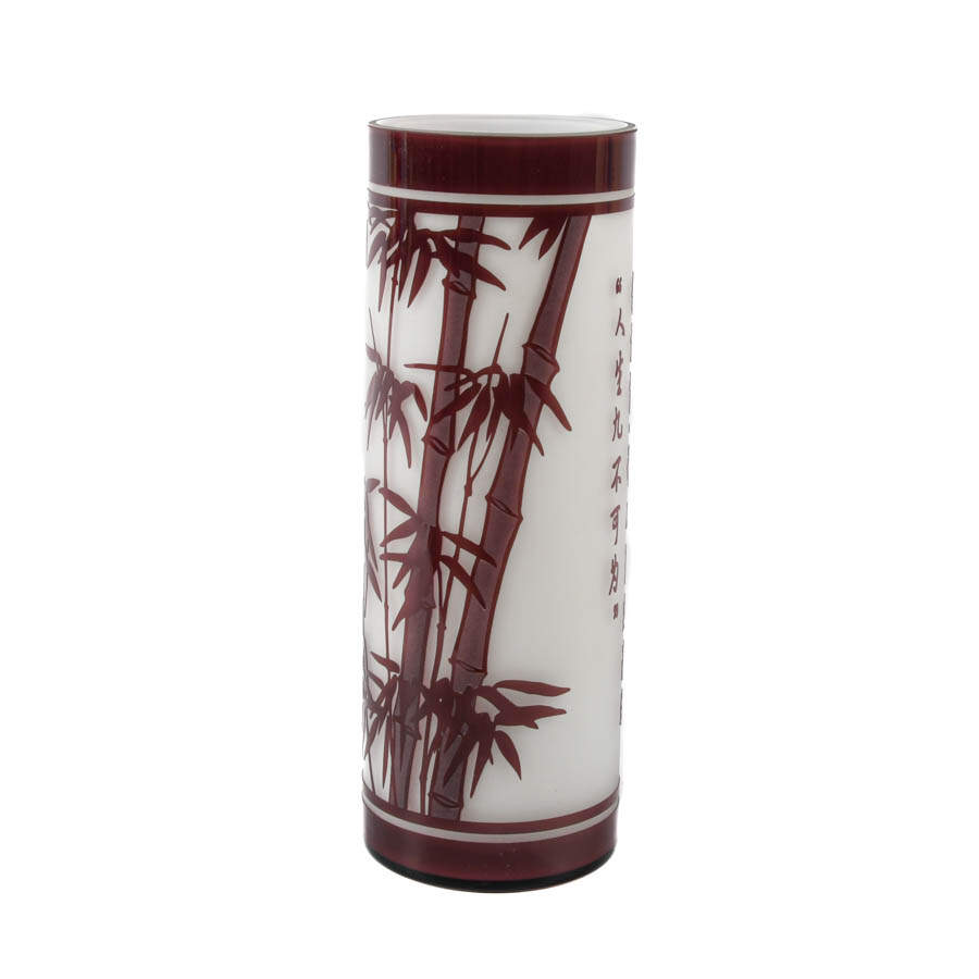 Overlay Cameo Etched Vase White And Purple-2