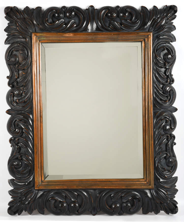 Carved Walnut Accent Wall Mirror-1