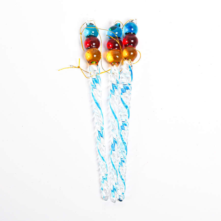 Assortment of Hand-Blown Art Glass Icicle Ornaments-3