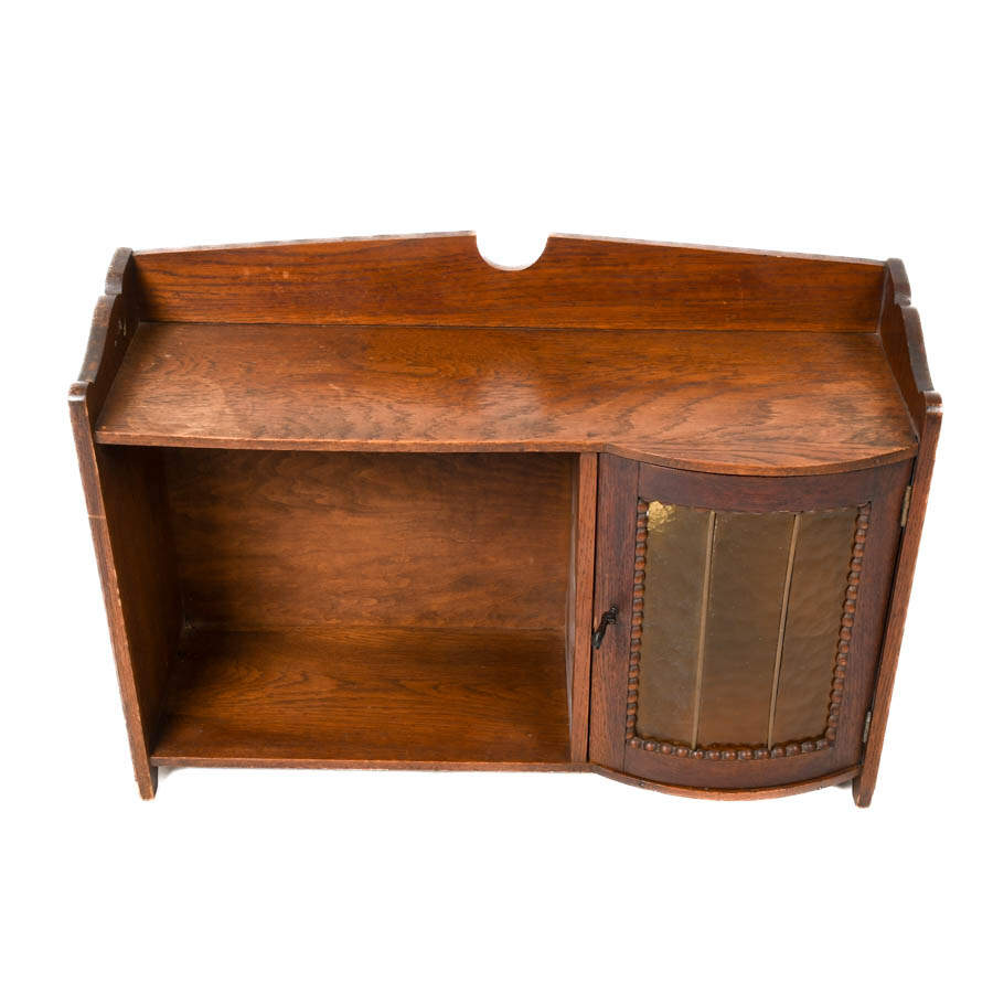 Amber Glass and Walnut Wall Display Cabinet-2