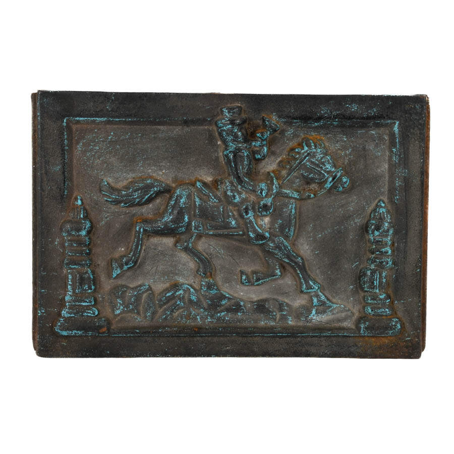 Cast Iron Horse and Rider Plaque-1