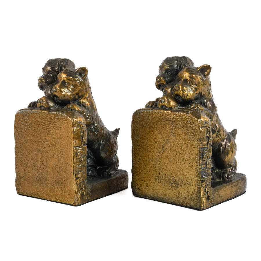Pair of Mid-Century Modern Cast Metal Terrier Dog Bookends-2