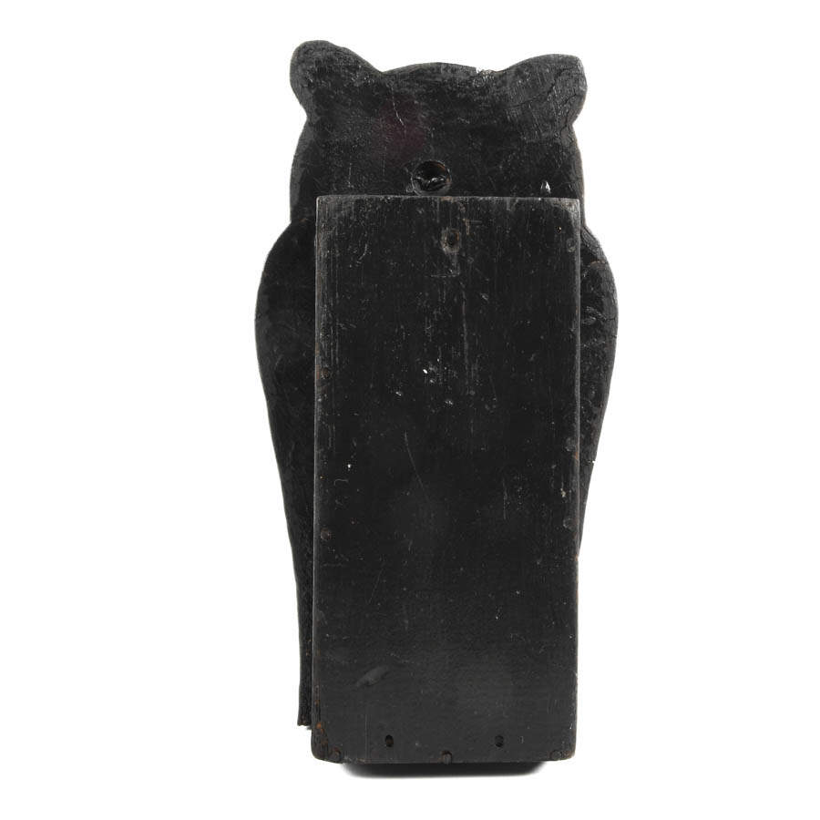 Folk-Art Figural Owl Carved Wood Match Holder-7