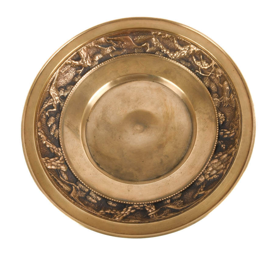 Brass Tazza with a Decorated Crane Motif-3