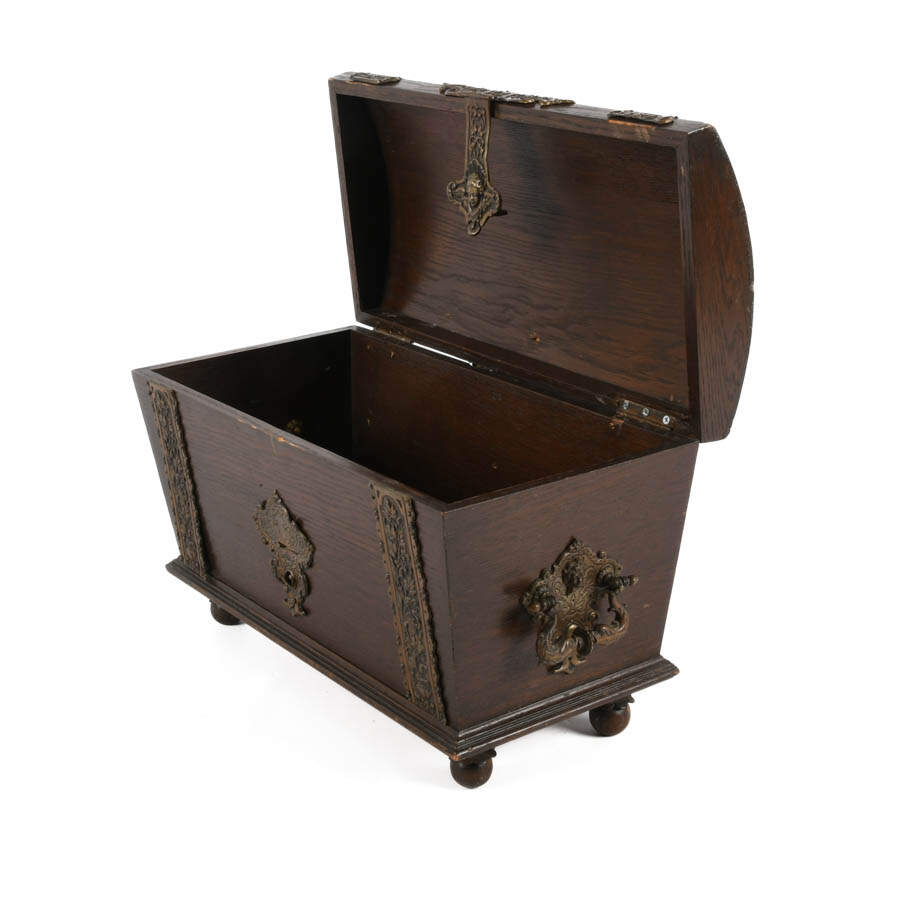 Footed Wood and Brass Chest-3