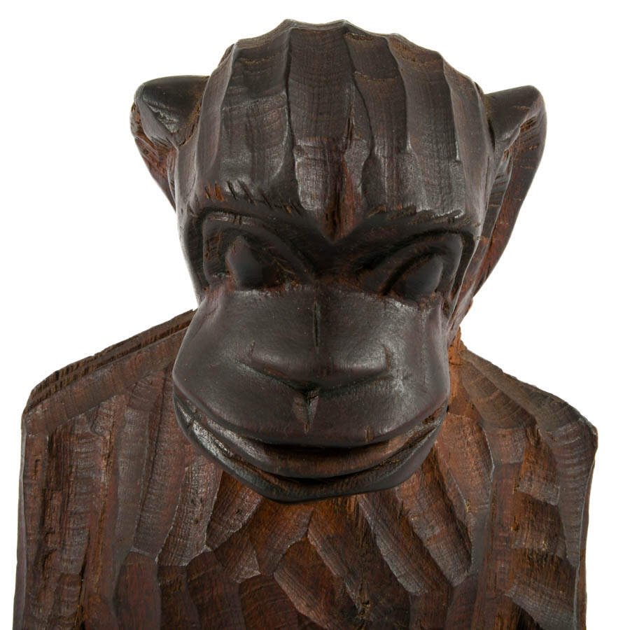 Folk Art Style Hand-Carved Parent and Child Monkey Sculpture-2