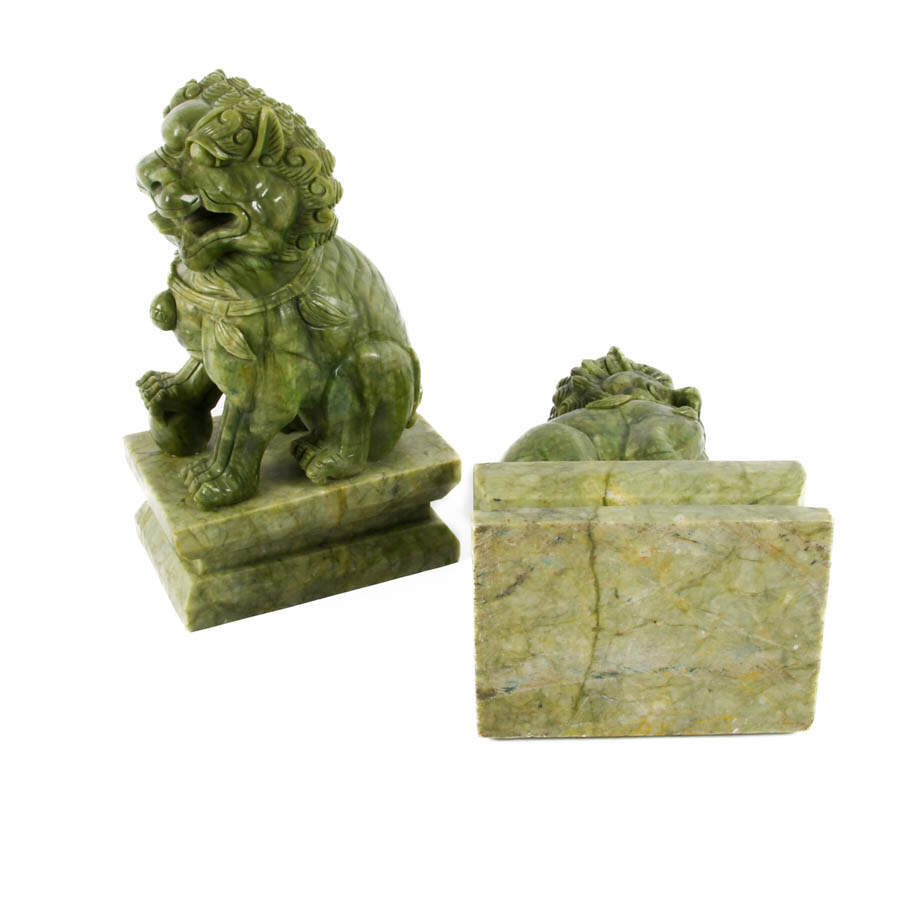 Pair of Chinese Jadeite Imperial Lion Figures-9