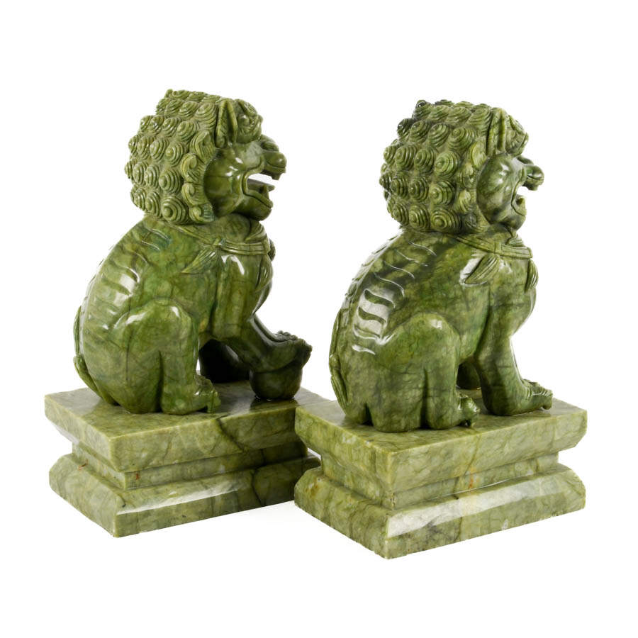 Pair of Chinese Jadeite Imperial Lion Figures-5