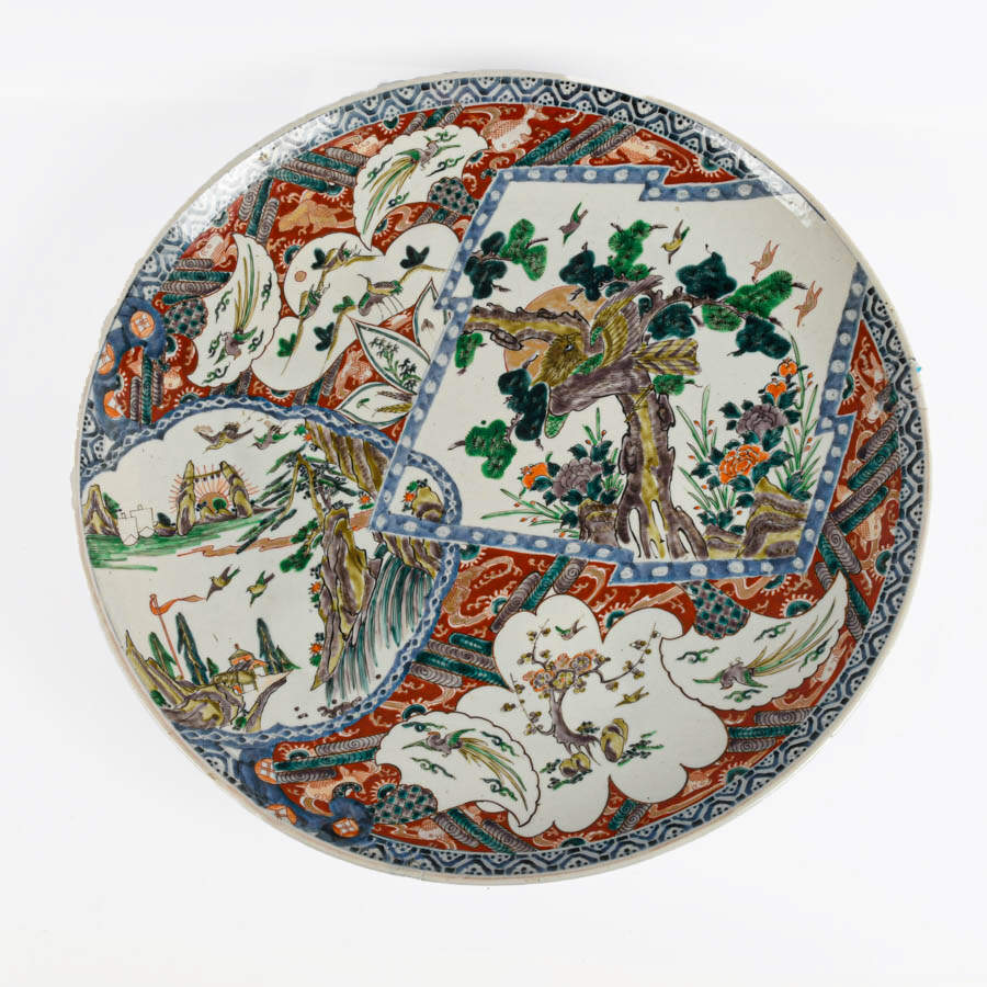 Oversized Antique Chinese Famille Verte Porcelain Charger-1