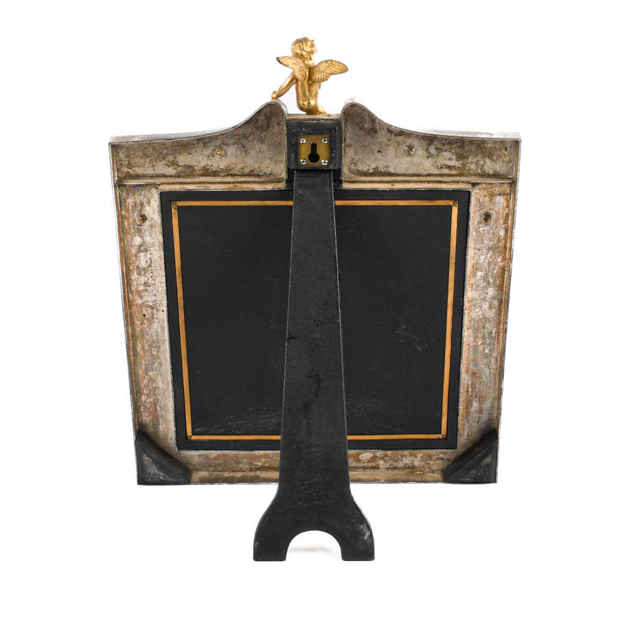 Ornate Silver and Brass Figural Motif Triptych Vanity Mirror-7
