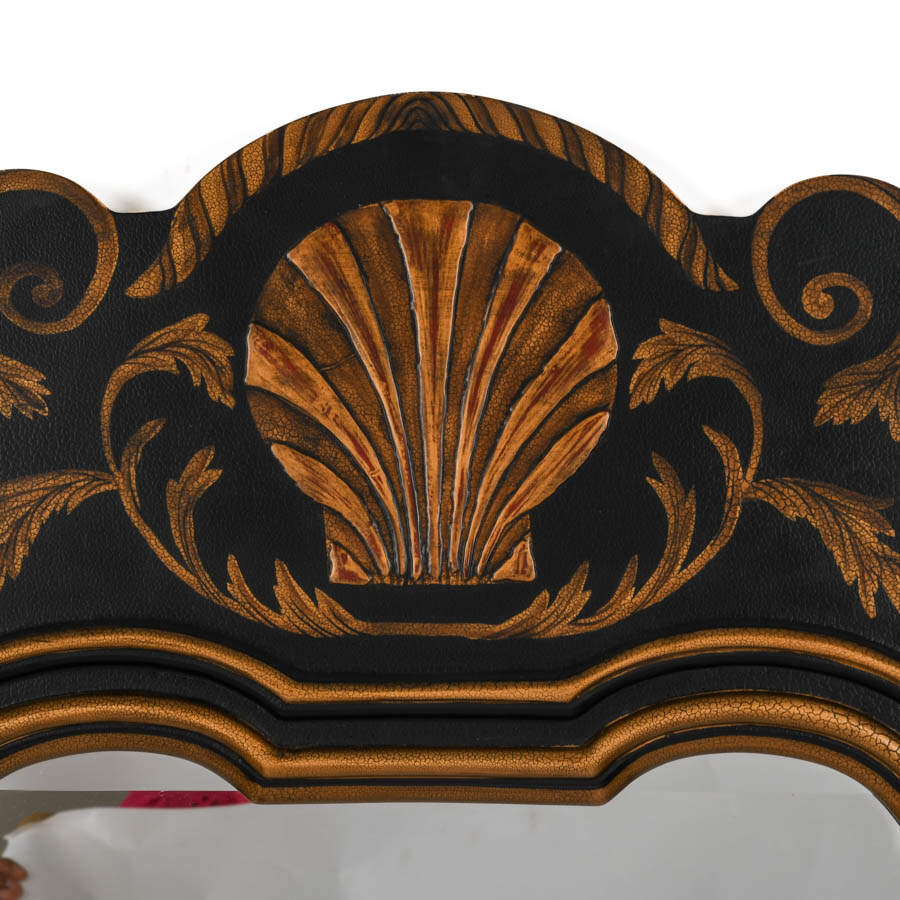 Black and Gold Painted Shell Mirror-3