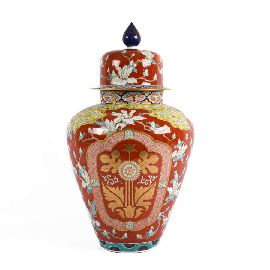 Oversized Japanese Porcelain Imari Lidded Urn-4
