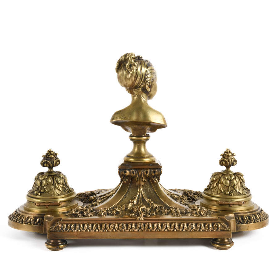 Antique French Bronze Figural Inkwell-5