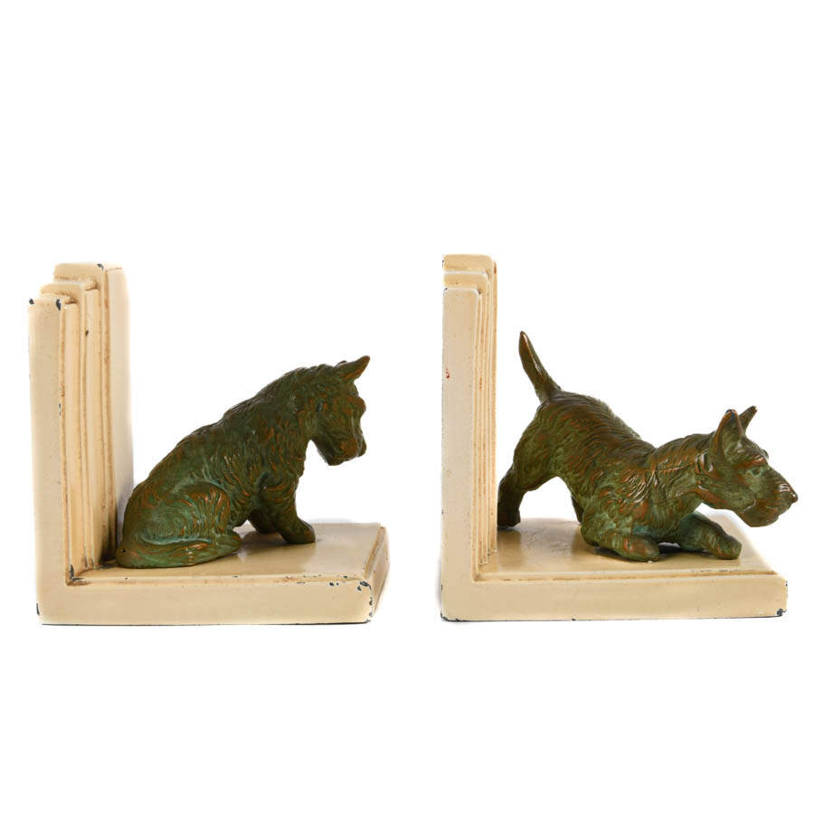 Pair of Art Deco Cast Metal Scotty Dog Bookends-3