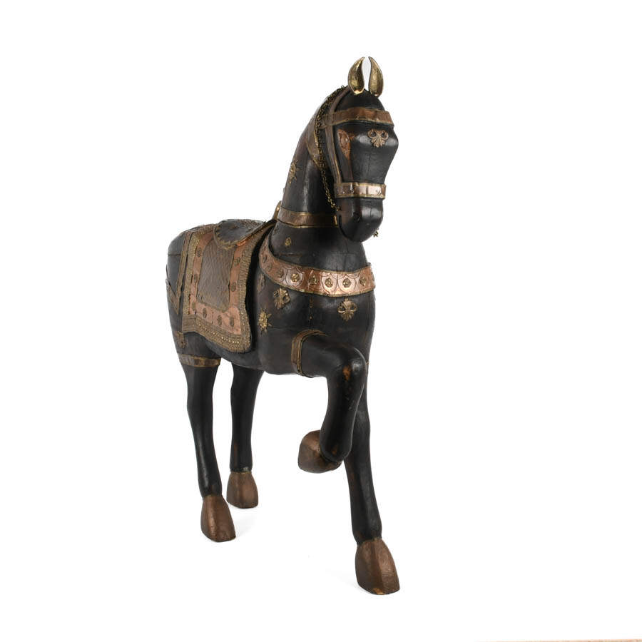 Life-Size Carved Wood and Metal Carousel Horse-6