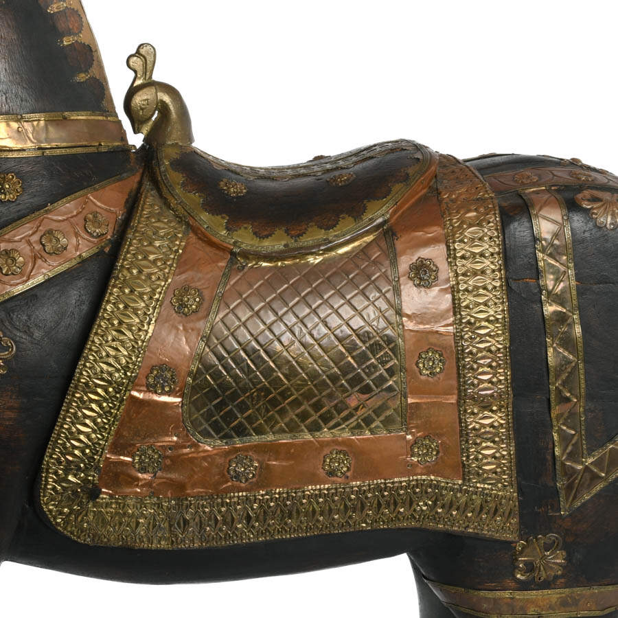 Life-Size Carved Wood and Metal Carousel Horse-5