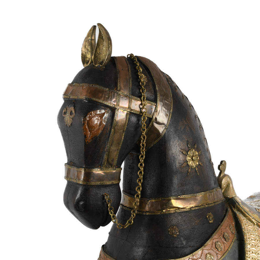 Life-Size Carved Wood and Metal Carousel Horse-3