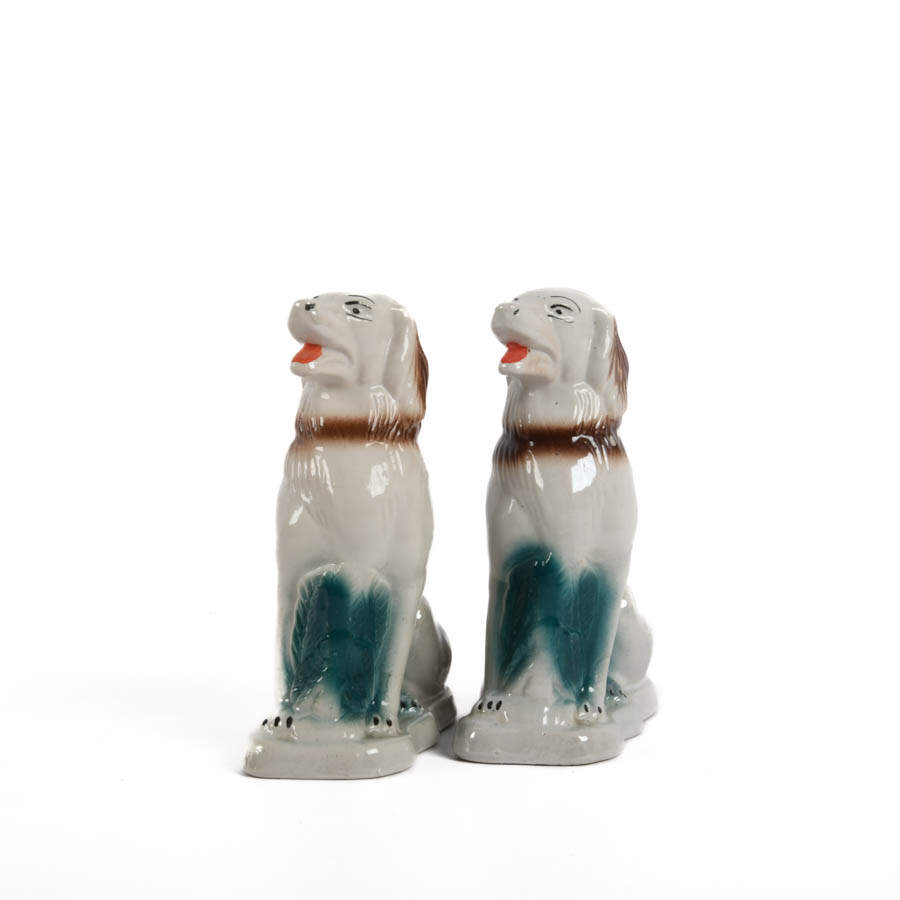 Pair of Lusterware Spaniel Dog Statues-5