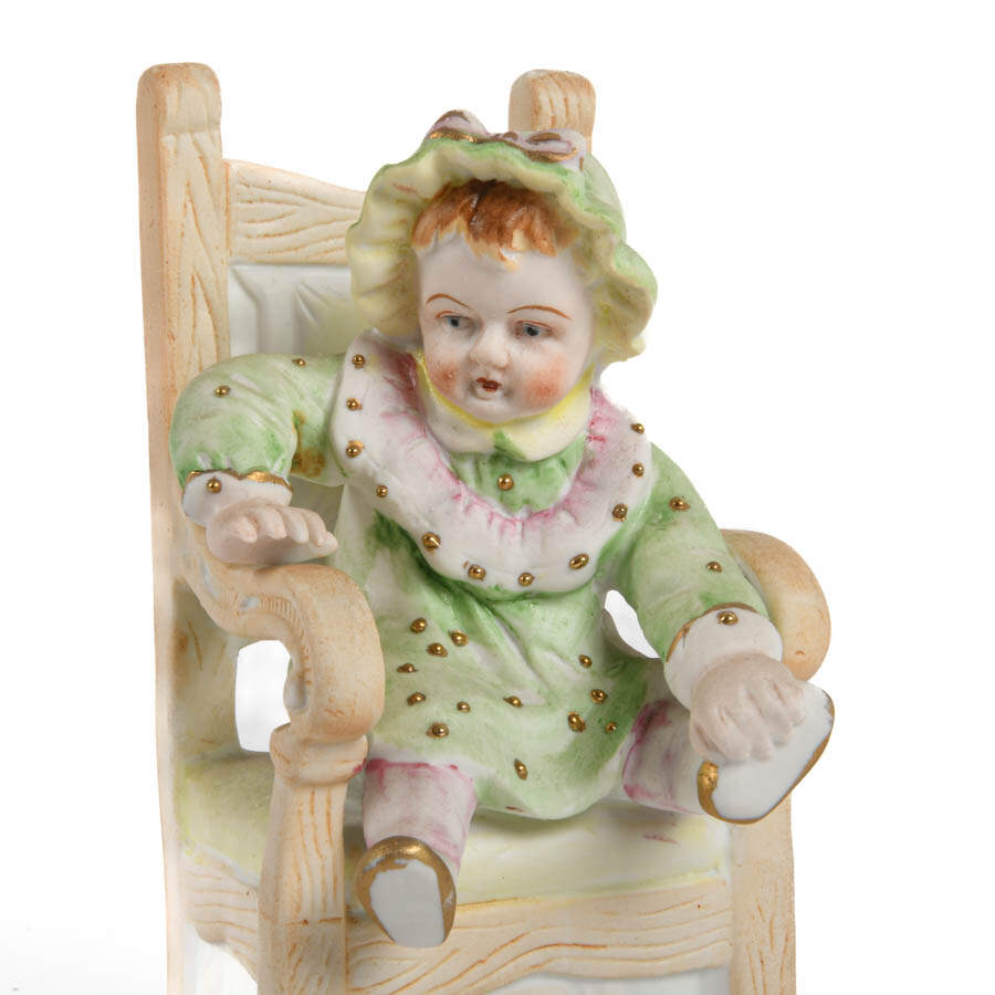 Pair of German Bisque Seated Children Figures-6
